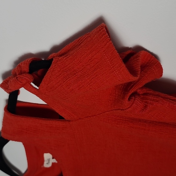 MADEWELL Cold Shoulder Skylark Cotton Blend Red Swing Top Size XS - Picture 7 of 13